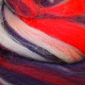 三色美麗諾羊毛-紅紫灰