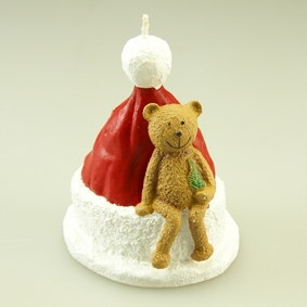 PPD蠟燭-小熊聖誕帽