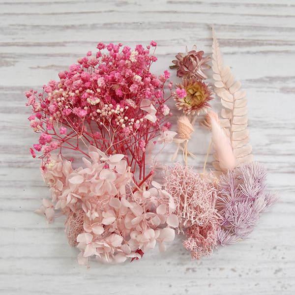 天然乾燥花盒-粉紅