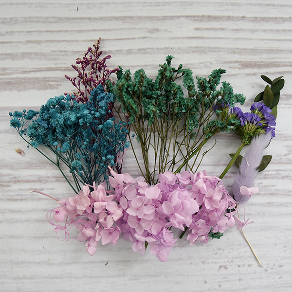 天然乾燥花盒-綠/紫