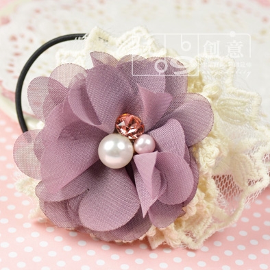 手環材料包：紫紗花蕾絲