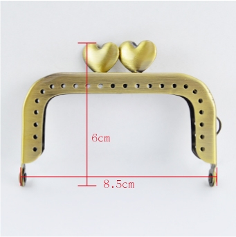 8cm方型愛心扣口金-青銅
