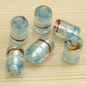 銀箔圓柱琉璃珠(綠)