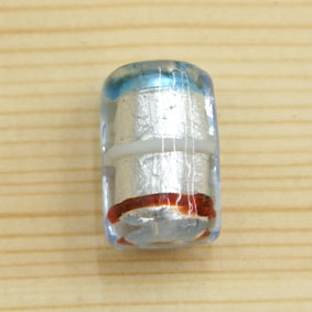 銀箔圓柱琉璃珠(藍)