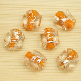 銀箔蝴蝶琉璃珠(橘)