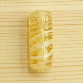 雲彩圓柱琉璃珠(黃)