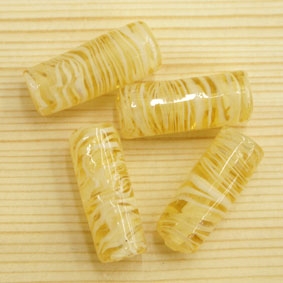 雲彩圓柱琉璃珠(黃)